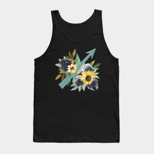 Sagittarius Horoscope Zodiac Blue Sunflower Design Tank Top